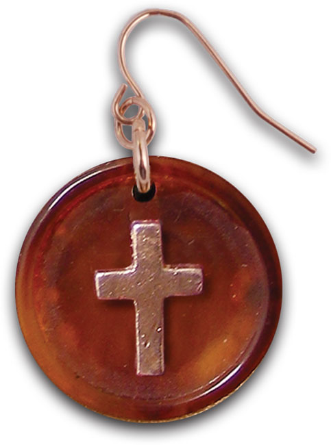 Earrings - Button Cross