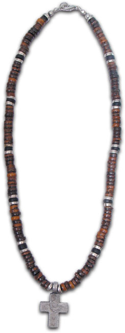 Necklace - Brown Beads w/ Metal